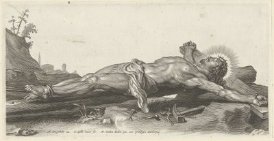 Gekruisigde Christus op de grond door Cornelis Galle (II)