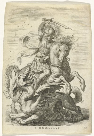 H. Joris vecht tegen de draak door Cornelis Galle (II)