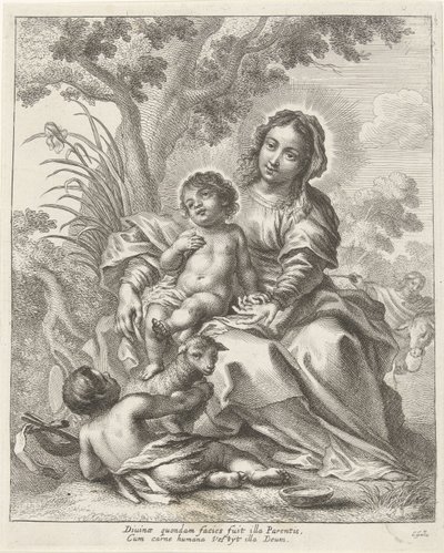 Heilige Familie met Johannes de Doper als kind door Cornelis Galle (II)