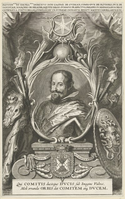 Portret van Gaspar de Guzmán, graaf van Olivares, hertog van St. Lucar door Cornelis Galle (II)