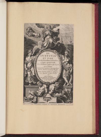 Titelpagina voor Leonard Lessius, De Ivstitia et Ivre door Cornelis Galle I after Sir Peter Paul Rubens