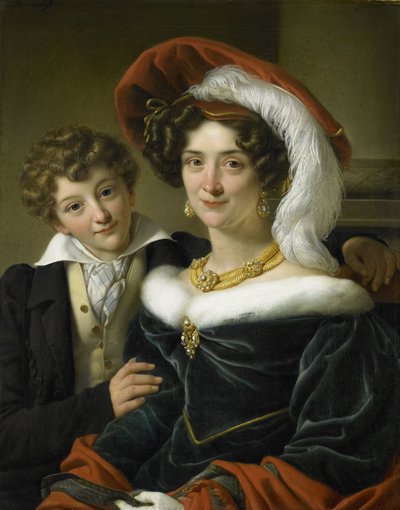 Rudolphina Wilhelmina Elizabeth de Sturler (1798-1873), tweede vrouw van Graaf Johannes van den Bosch, met hun zoon Richard Leeuwenhart door Cornelis Kruseman (attributed to workshop of)