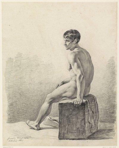 Zittend mannelijk naakt door Cornelis Kruseman