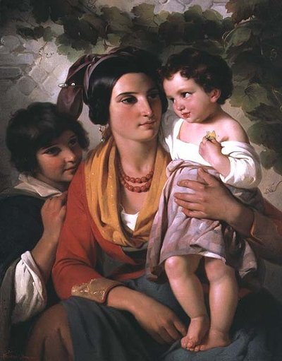 Moeder en kinderen door Cornelis Kruseman