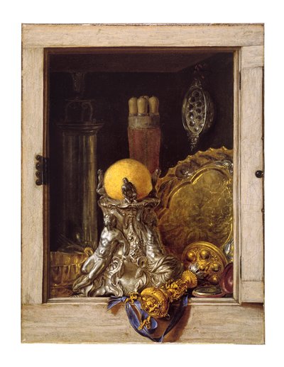 Zilverwerk in een Open Kast door Cornelis Norbertus Gysbrechts