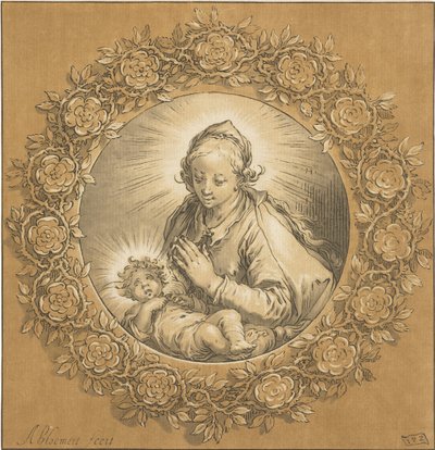 Maria met Christuskind door Cornelis Ploos van Amstel (signed by artist)
