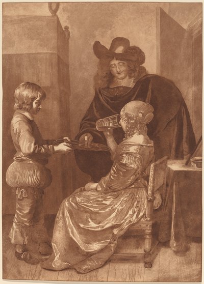 Ridder en Dame met een Page door Cornelis Ploos van Amstel
