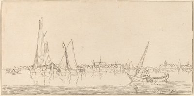 Rivier met stad door Cornelis Ploos van Amstel
