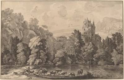 Vallei met een Oud Kasteel door Cornelis Ploos van Amstel