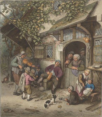 Vioolspeler voor een herberg door Cornelis Ploos van Amstel
