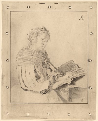 Jong meisje aan het toetsenbord door Cornelis Ploos van Amstel