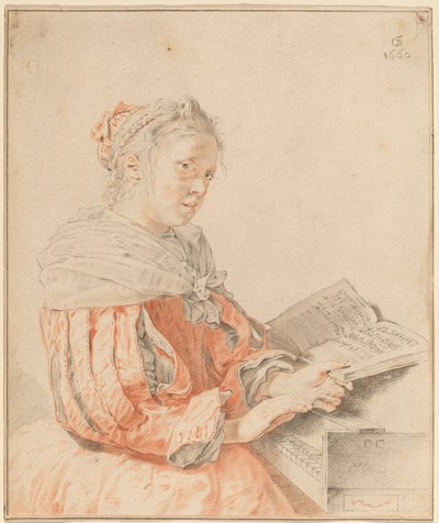Jong Meisje aan het Klavier door Cornelis Ploos van Amstel