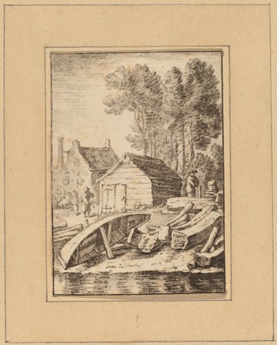 Scheepswerf door Cornelis Ploos van Amstel after Herman Saftleven