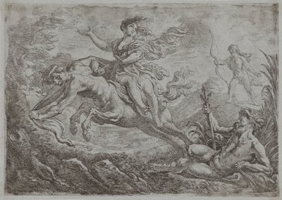 Nessus wordt getroffen door de gifpijl van Hercules door Cornelis Schut (I)
