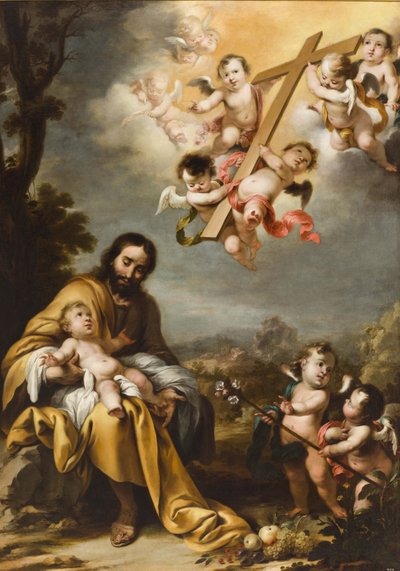 Sint Jozef en het Christuskind voor het Heilige Kruis door Cornelis Schut the Younger