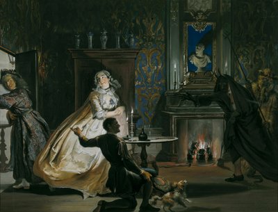 Kapitein Ulrich of Hebzucht verijdeld: Vermomd, Godefroy en zijn dienaar jagen kapitein Ulrich op de vlucht, 1738 door Cornelis Troost