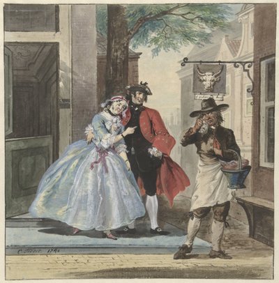 Toneelscène uit Pefroen met het schaapshoofd door Cornelis Troost