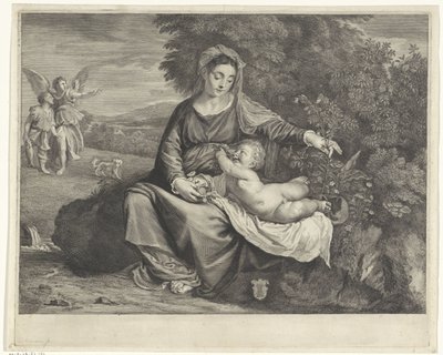 Maria met kind en Tobias en de engel door Cornelis Visscher (II)
