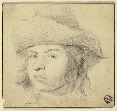 Borstbeeld van jonge man met hoed door Cornelis Visscher