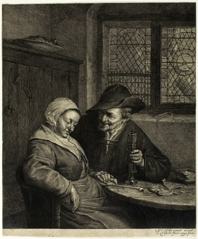 Oude man en vrouw door Cornelis Visscher