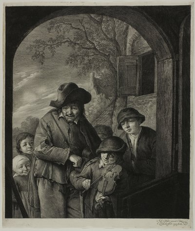 De draailierspeler door Cornelis Visscher