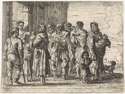 Bedelaars voor een klooster door Cornelis de Wael