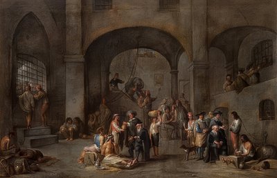 Het bezoeken van de gevangenen (Uit een cyclus met de zeven werken van barmhartigheid). Omstreeks 1640 door Cornelis de Wael