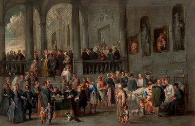 Het bezoeken van de zieken (Uit een cyclus met de zeven werken van barmhartigheid) door Cornelis de Wael