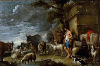 Het verhaal van de verloren zoon: de bewaker van de varkens. door Cornelis de Wael