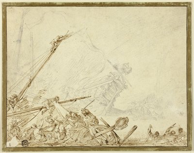 Scheepswrak door Cornelis de Wael