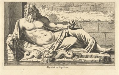 Beeld van Neptunus bij fontein op het Capitool te Rome door Cornelis van Dalen (I)