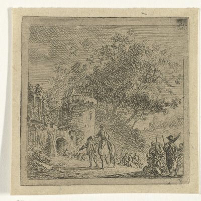 Soldaten bij een poort door Cornelis van Hardenbergh