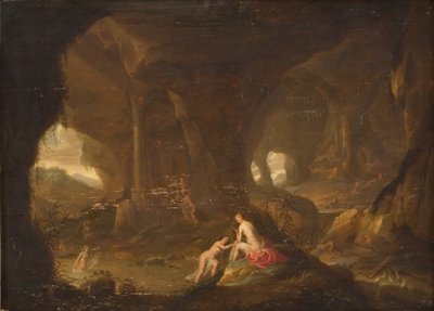 Badenymfen in een Landschap door Cornelis van Poelenburch