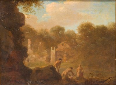 Landschap met Nimfen die Baden door Cornelis van Poelenburgh