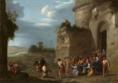 Christus draagt het kruis, begin jaren 1620 (olieverf op koper) door Cornelis van Poelenburgh or Poelenburch