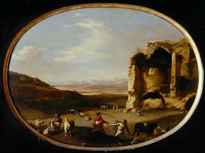 Mercurius en Batto, ca. 1621 door Cornelis van Poelenburgh or Poelenburch