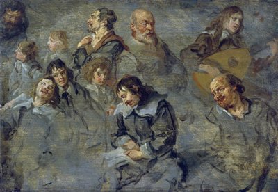 Studies van mannelijke hoofden door Cornelius I Schut