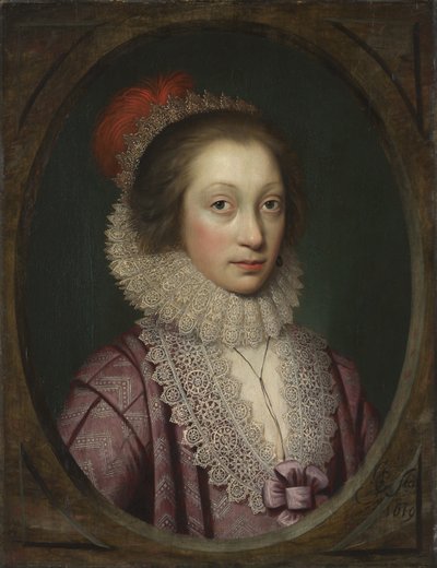 Portret van een vrouw, mogelijk Elizabeth Boothby, 1619 door Cornelius Janssen van Ceulen