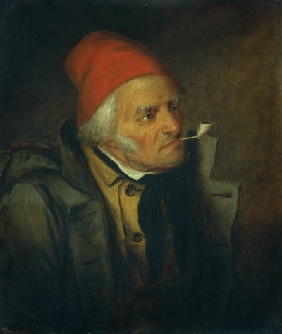Man met rode hoed en pijp door Cornelius Krieghoff