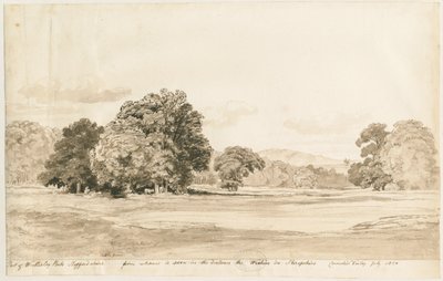 Wrottesley Park: sepia tekening, jul 1820 door Cornelius Varley