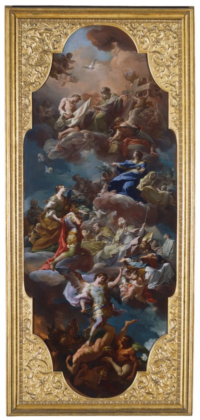 St. Helena en de keizer Constantijn gepresenteerd aan de Heilige Drie-eenheid door de Maagd Maria door Corrado Giaquinto
