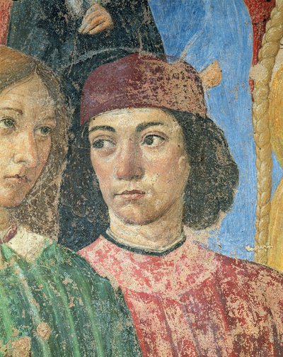 De Processie van de Bisschop voor de Kerk van S. Ambrogio (detail) door Cosimo Rosselli