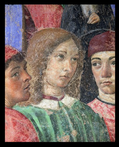 De Processie van de Bisschop voor de Kerk van S. Ambrogio (detail) door Cosimo Rosselli