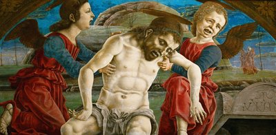 Het lichaam van Christus, omringd door engelen door Cosimo Tura
