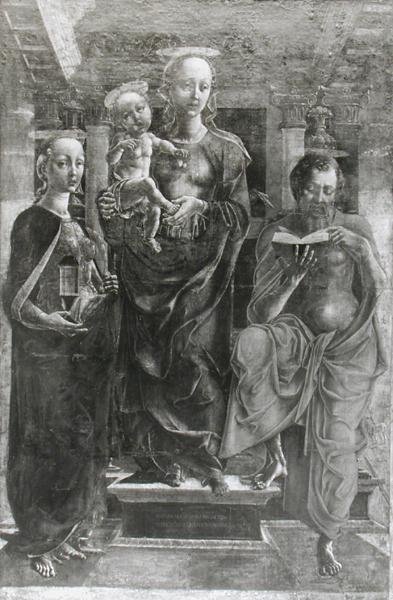 De Maagd en Kind met Maria Magdalena en St. Hiëronymus door Cosimo Tura
