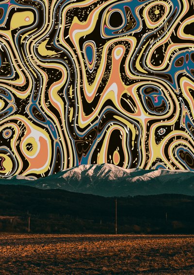 Levendige abstracte bergen door CosmoZach