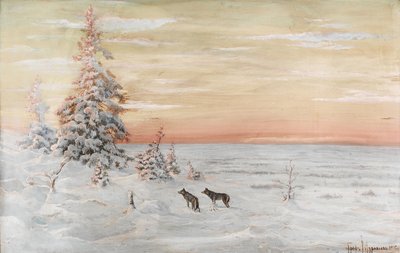 Winterlandschap met wolven, 1915 door Count Vladimir Leonidovich Muravyov