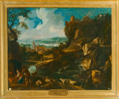 "Landschap met dorp door Crescenzio Onofri