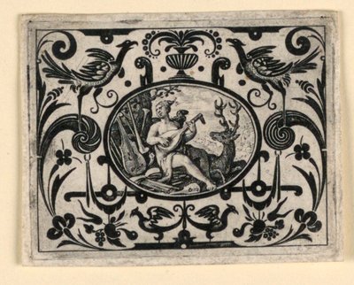 Gehoor, plaat uit Quinque sensum typi in usum aurifabroru exarati (Afbeeldingen van de Vijf Zintuigen Gegraveerd voor het Voordeel van de Goudsmid) door Crispijn de Passe the Elder