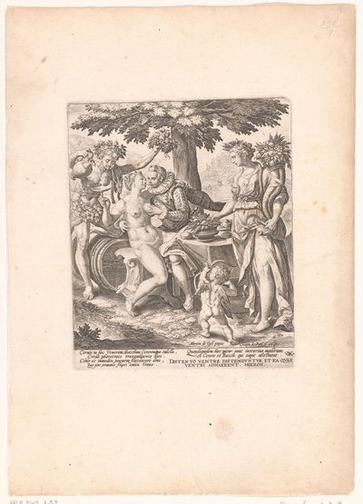 Man in gezelschap van Venus, Ceres en Bacchus door Crispijn van de Passe (I)